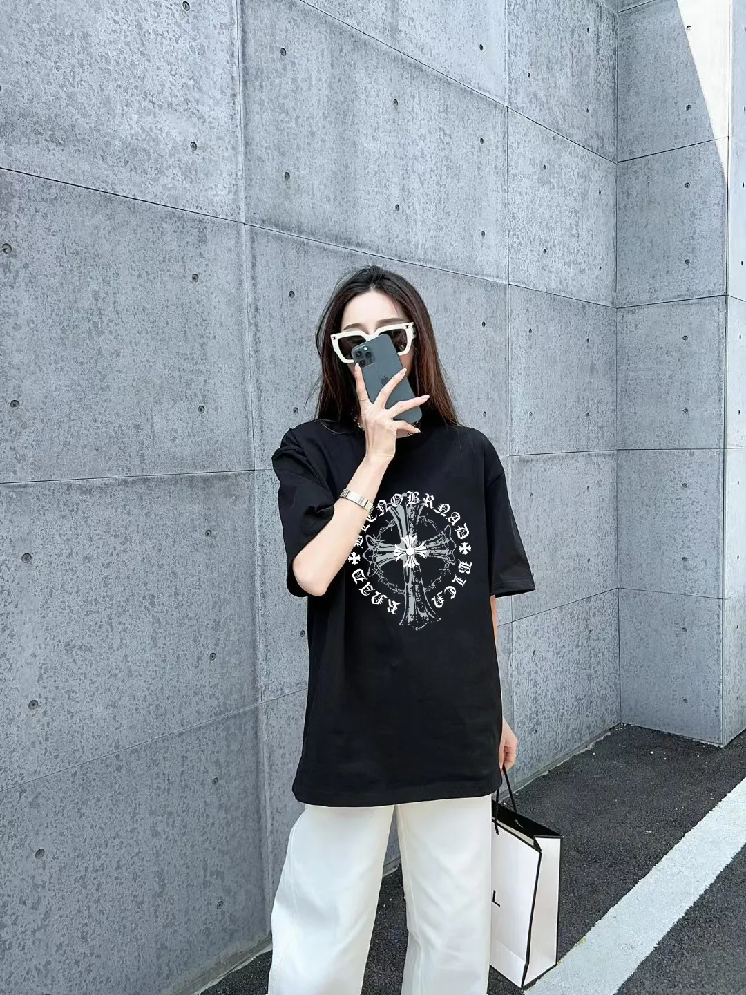 [CH ] 2026FW T LOGO Premium 26s Same Style ：Black White Size：S M L XL 2XL
